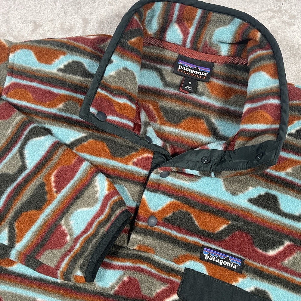 Patagonia Synchilla Snap T Fleece Jacket Delta Waves Aztec Pullover Mens‎ Medium